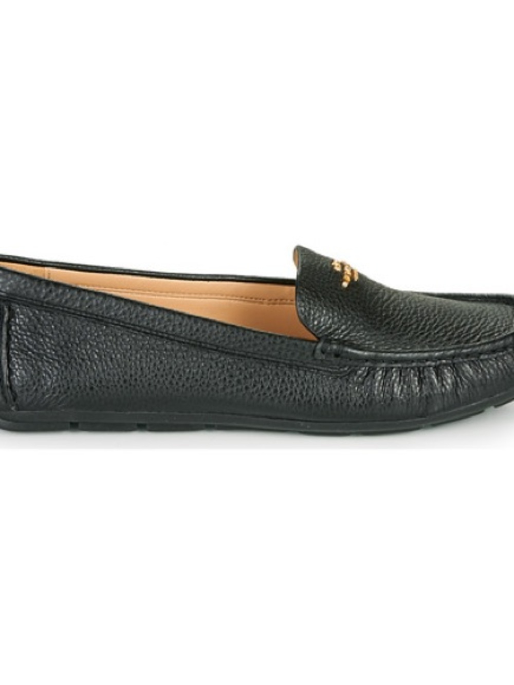 COACH ~ NWOT Black Pebbled Leather Slip-On Loafers with Classic Gold Logo - Picture 6 of 8